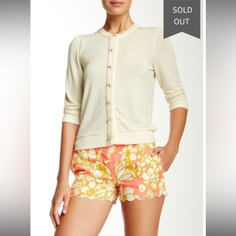 Used Size L Julie Brown Bow Button Cardigan in Cream